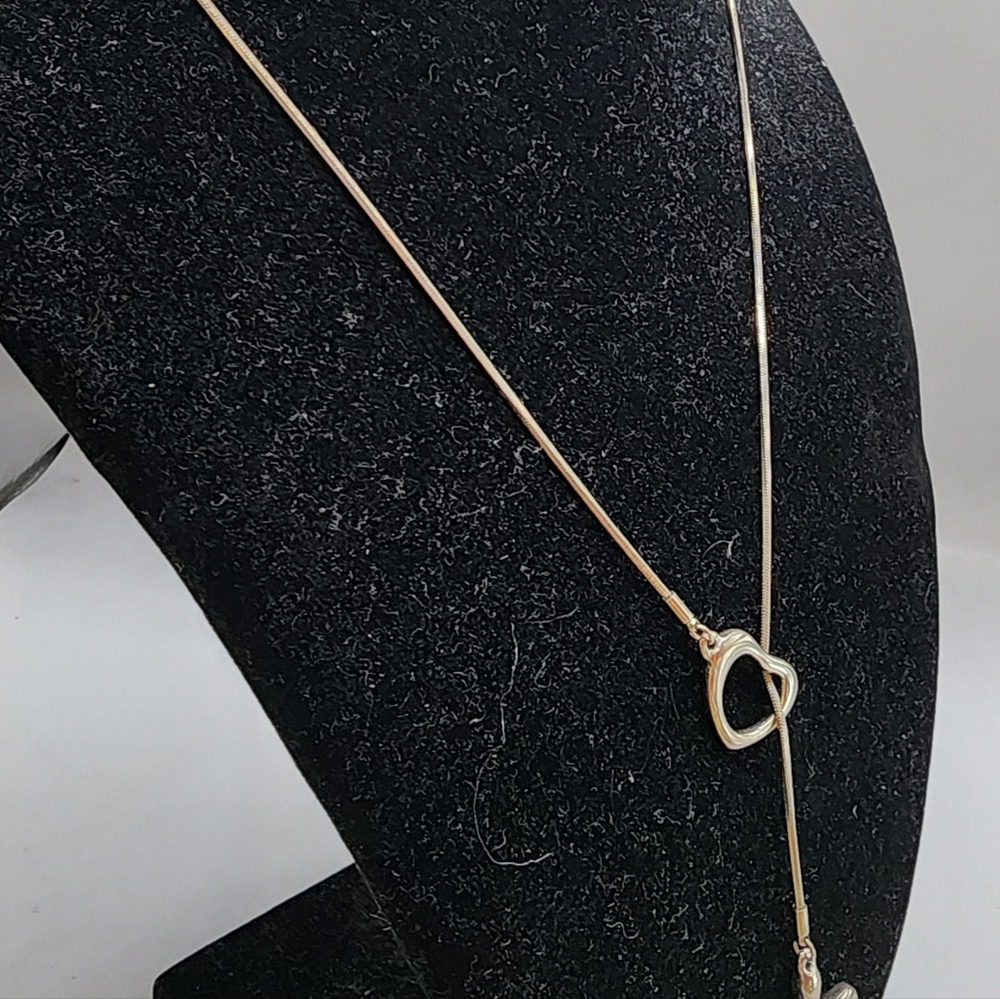 Premier Designs Lariat Abstract Heart Cross Silver Tone Necklace Adjustable 18" - Picture 3 of 7